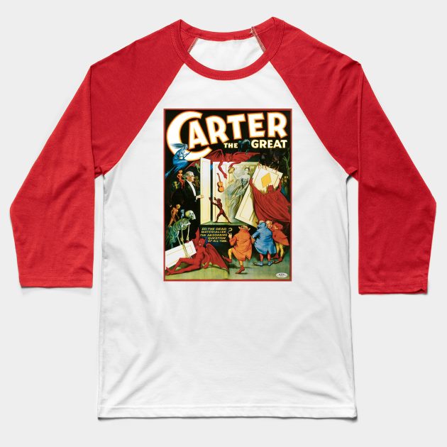 Vintage Magic Poster Art, Carter the Great Baseball T-Shirt by MasterpieceCafe